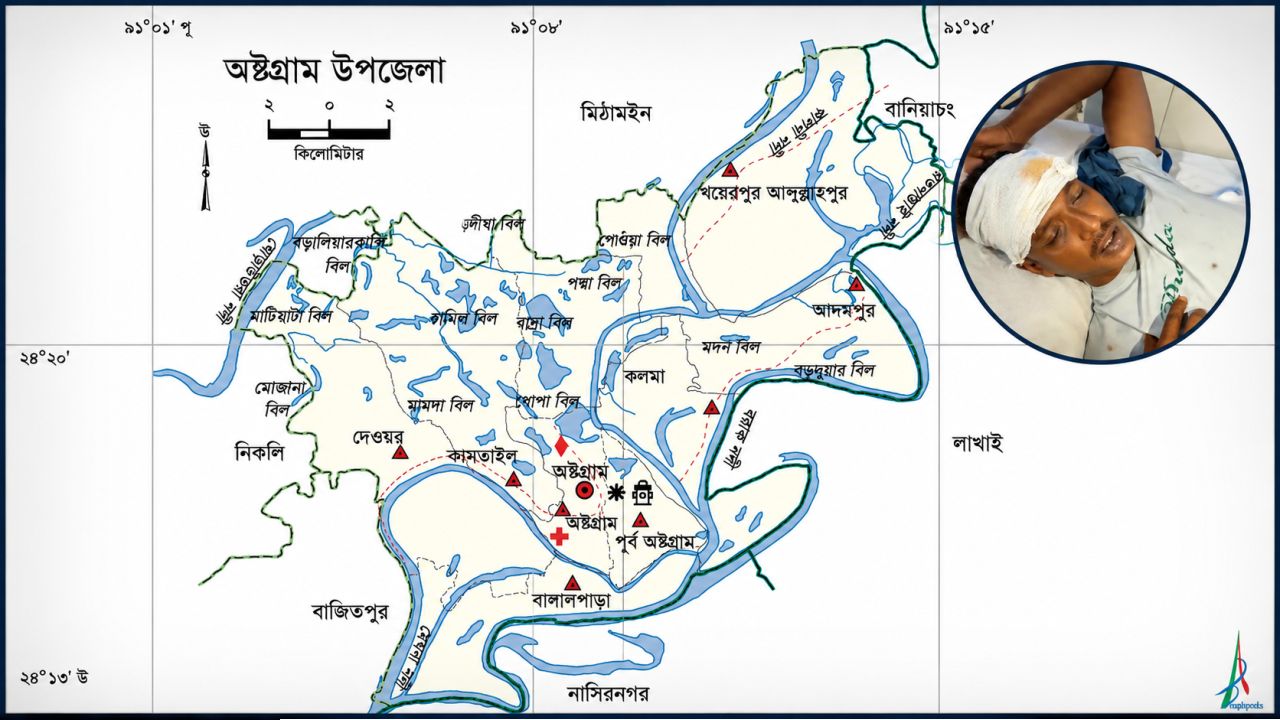 অষ্টগ্রামে জমি সংক্রান্ত বিরোধে হামলা, আহত ৬ 
