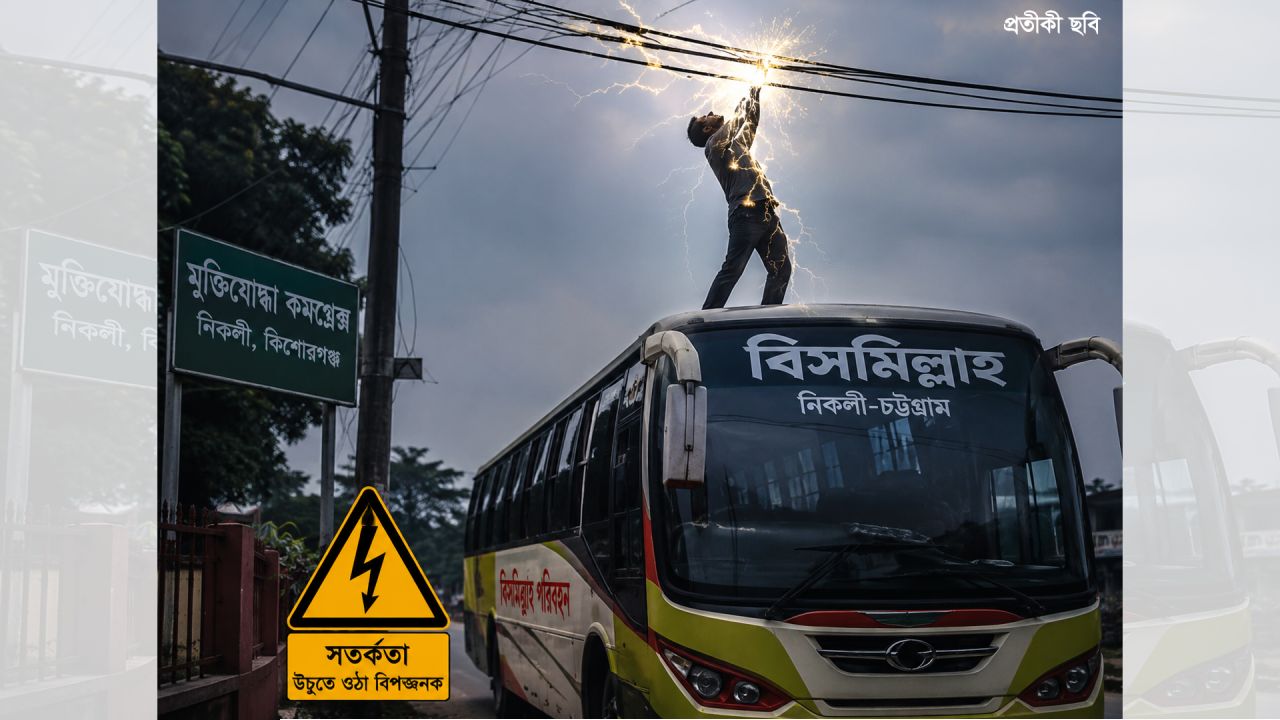 নিকলীতে বিদ্যুৎস্পৃষ্ট হয়ে বাসের হেলপারের মৃত্যু
