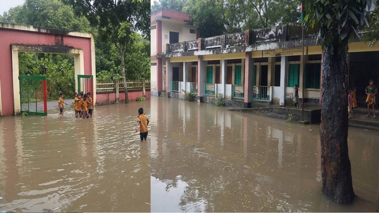 কটিয়াদীর চান্দপুর হাজীবাড়ি সরকারি প্রাথমিক বিদ্যালয়ে জলাবদ্ধতা